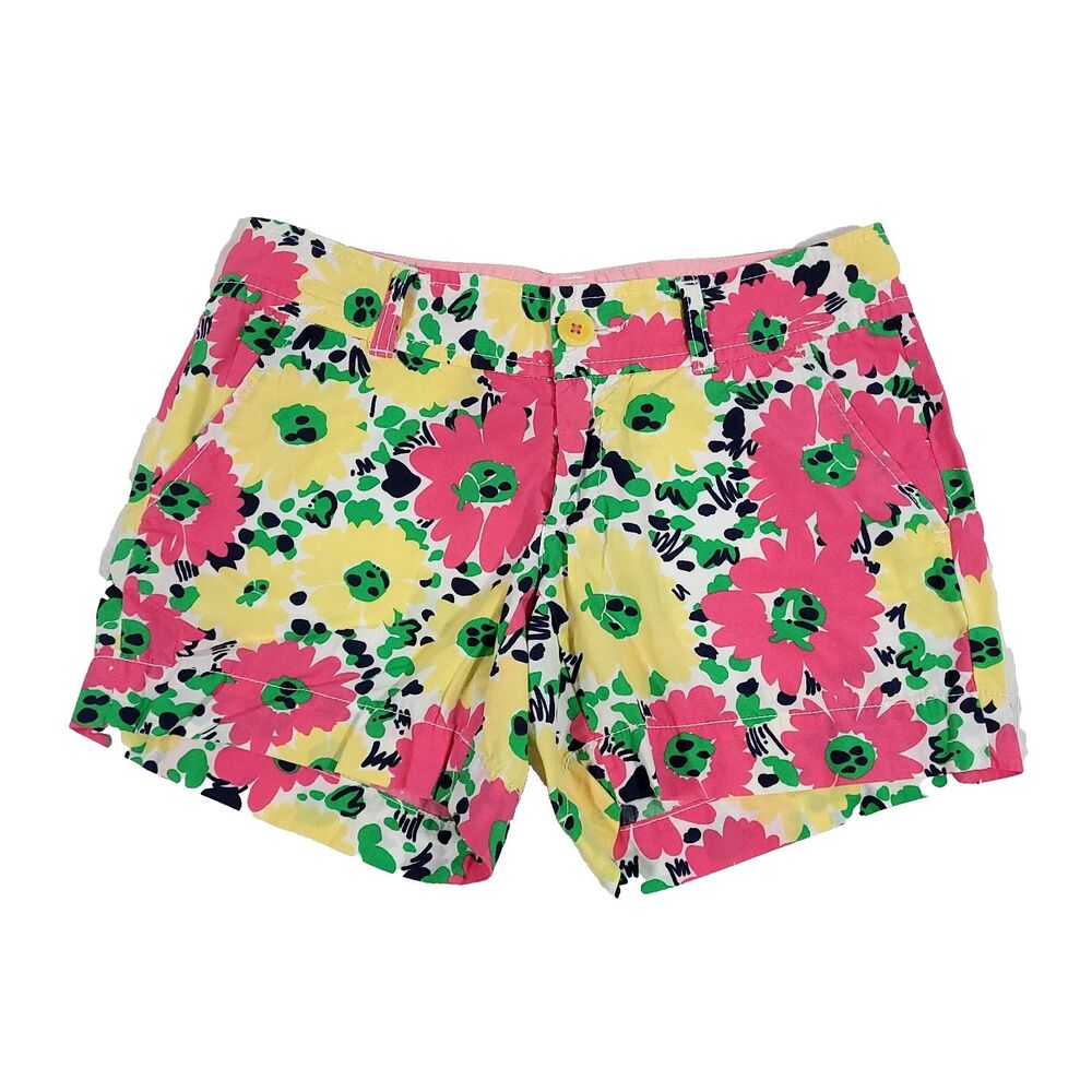lilly pulitzer Callahan Doodle Bug Daisy Shorts 00 Colorful Floral 100% Cotton
